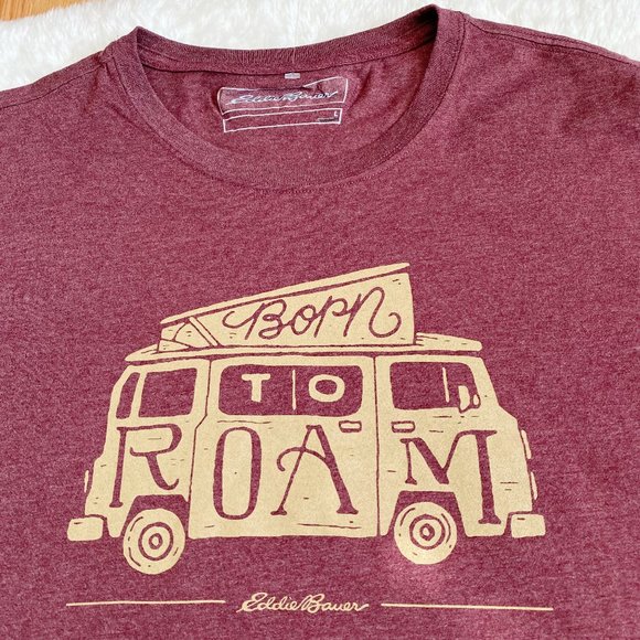 Eddie Bauer, NWOT,Men's Short Sleeve Graphic T-Shirt, Burgundy, Size L / 2XL - Picture 2 of 10